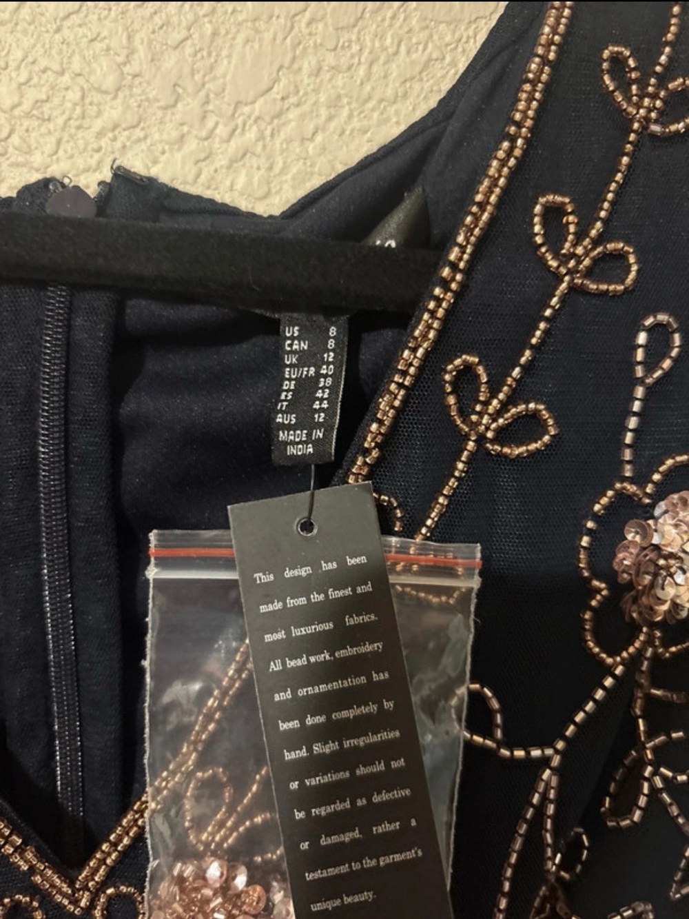 Adrianna Papell Navy Maxi Dress with Rose Gold Embroidery - Picture 5 of 7